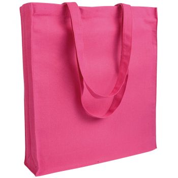 Gruba torba bawełniana z dnem i bokami różowa